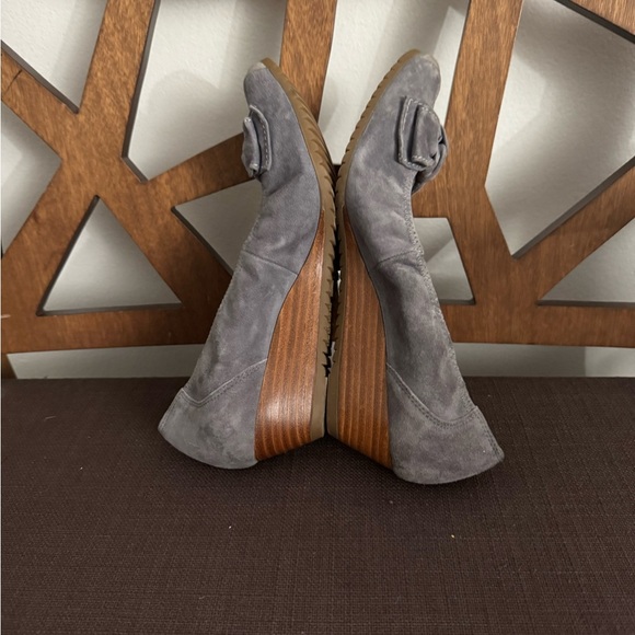 Paul Green sky blue suede wedges with bow tie 5.5 - Picture 8 of 12